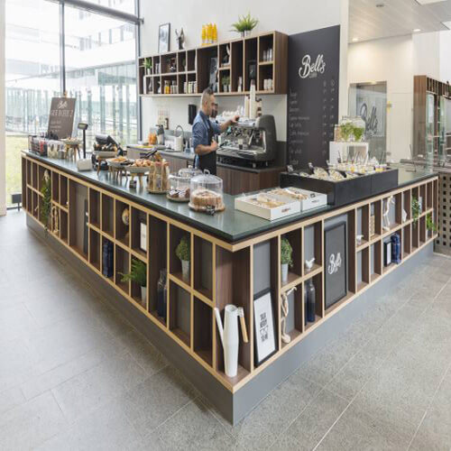 Thi công đá nhân tạo solid surface làm quầy bar- Bells café trong KPN 